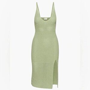Aritzia Wilfred Evie Crochet Midi Dress Sage Pale Green Size Small